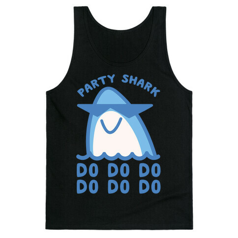 Party Shark Parody White Print Tank Top