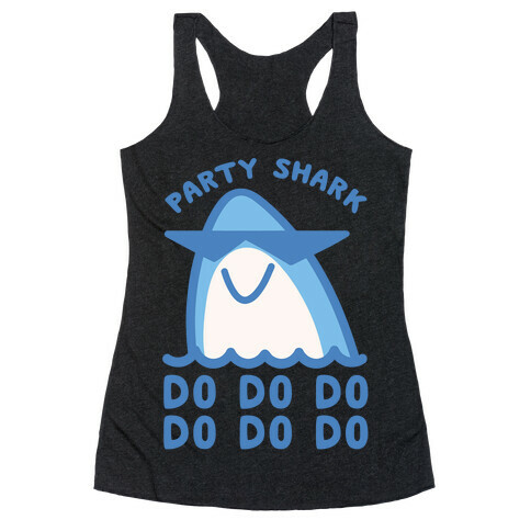 Party Shark Parody White Print Racerback Tank Top