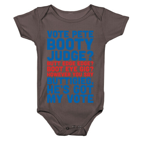 Vote Pete Buttigieg Name Parody White Print Baby One-Piece