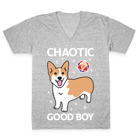 Chaotic Good Boy Corgi V-Neck Tee Shirt