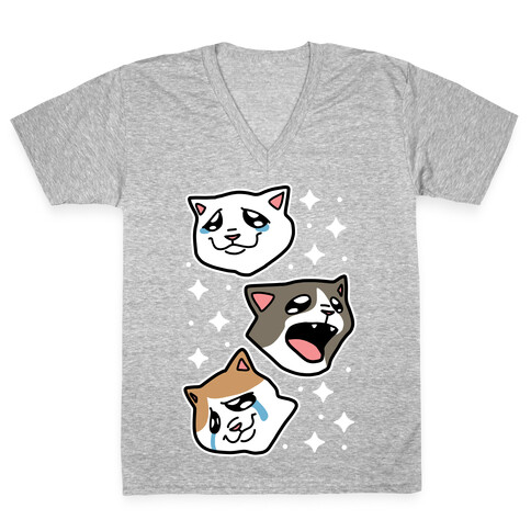 Crying Cats  V-Neck Tee Shirt