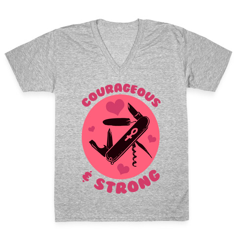 Courageous & Strong V-Neck Tee Shirt