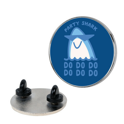 Party Shark Parody White Print Pin
