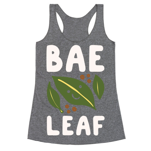 Bae Leaf White Print Racerback Tank Top