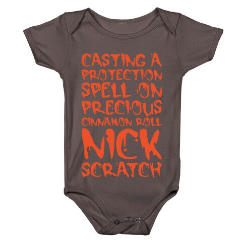 Casting A Protection Spell On Precious Cinnamon Roll Nick Scratch Parody White Print Baby One-Piece