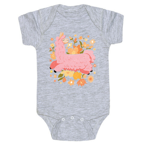 Llama Among Flowers Baby One-Piece