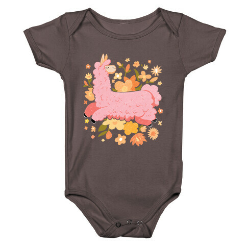 Llama Among Flowers Baby One-Piece