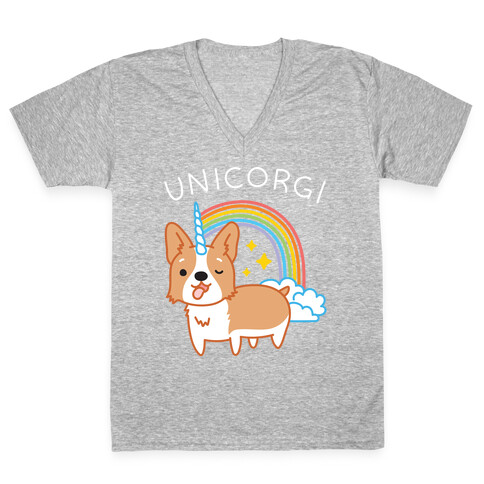 Unicorgi Corgi Unicorn V-Neck Tee Shirt
