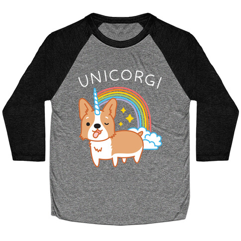 Unicorgi Corgi Unicorn Baseball Tee