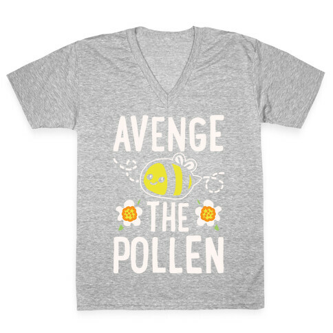 Avenge The Pollen Parody White Print V-Neck Tee Shirt