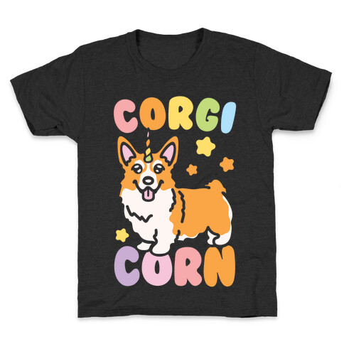 CorgiCorn Unciorn Corgi White Print Kids T-Shirt