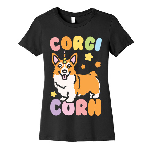 CorgiCorn Unciorn Corgi White Print Womens T-Shirt