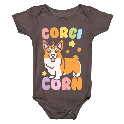 CorgiCorn Unciorn Corgi White Print Baby One-Piece