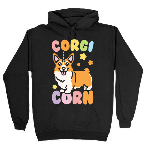 CorgiCorn Unciorn Corgi White Print Hooded Sweatshirt