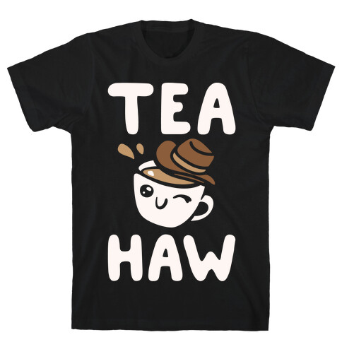 Tea Haw Parody White Print T-Shirt