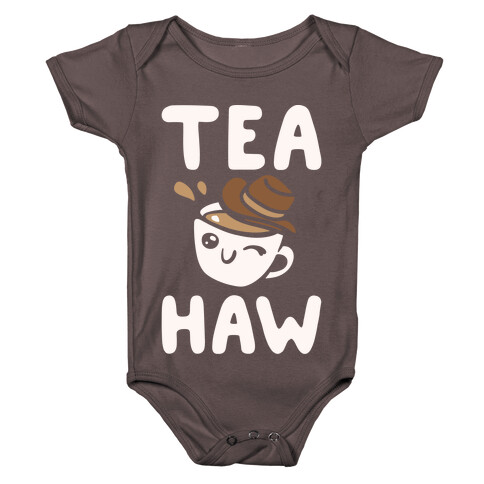 Tea Haw Parody White Print Baby One-Piece