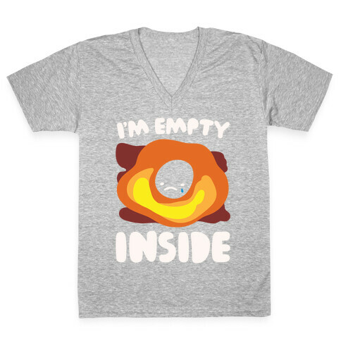 I'm Empty Inside Black Hole Parody White Print V-Neck Tee Shirt