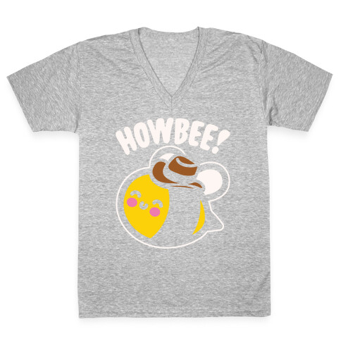 Howbee Howdy Bumble Bee Country Parody White Print V-Neck Tee Shirt