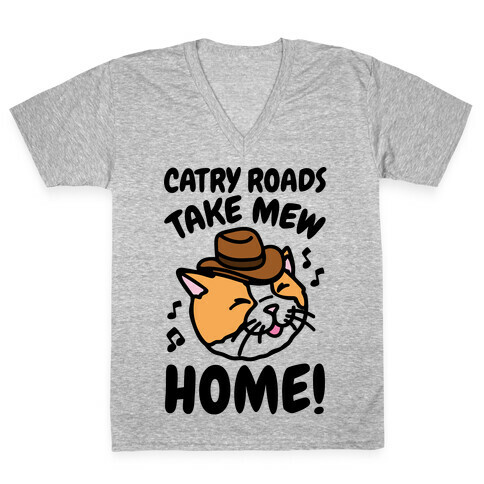 Catry Roads Take Mew Home Parody V-Neck Tee Shirt