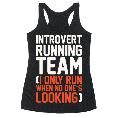 Introvert Running Team White Print Racerback Tank Top