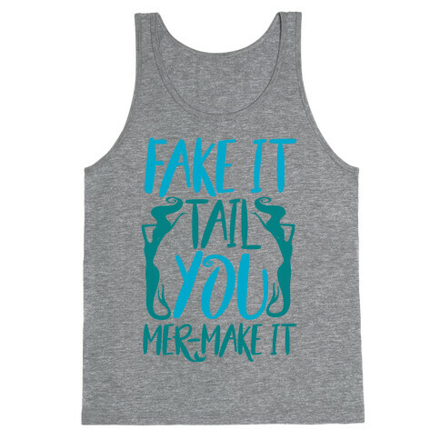Fake It Tail You Mer-Make It White Print Tank Top