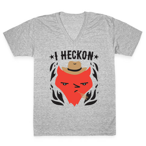 I Heckon Hell Cowboy V-Neck Tee Shirt