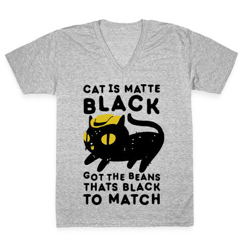 Cat is Matte Black V-Neck Tee Shirt