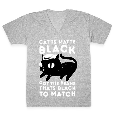 Cat is Matte Black V-Neck Tee Shirt
