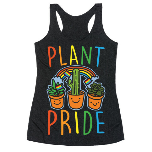 Plant Pride White Print Racerback Tank Top