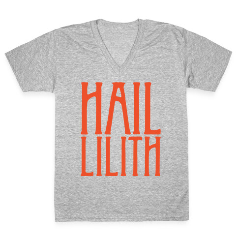 Hail Lilith White Parody Print V-Neck Tee Shirt