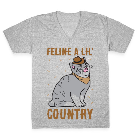 Feline A Lil' Country V-Neck Tee Shirt