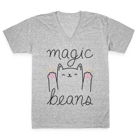 Magic Beans Cat V-Neck Tee Shirt