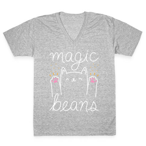 Magic Beans Cat V-Neck Tee Shirt