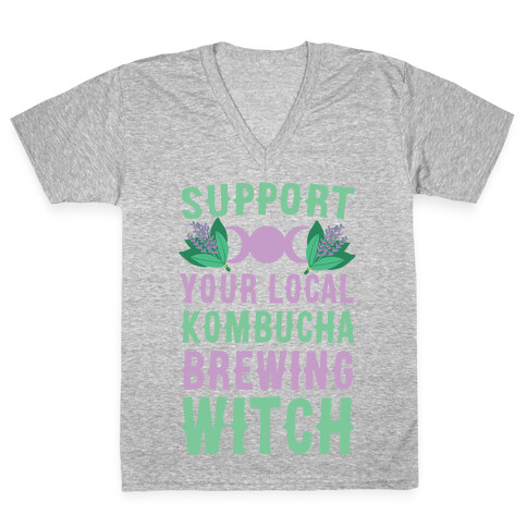 Support Your Local Kombucha-Brewing Witch V-Neck Tee Shirt