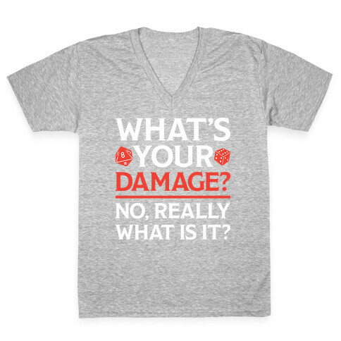 What's Your Damage D&D V-Neck Tee Shirt