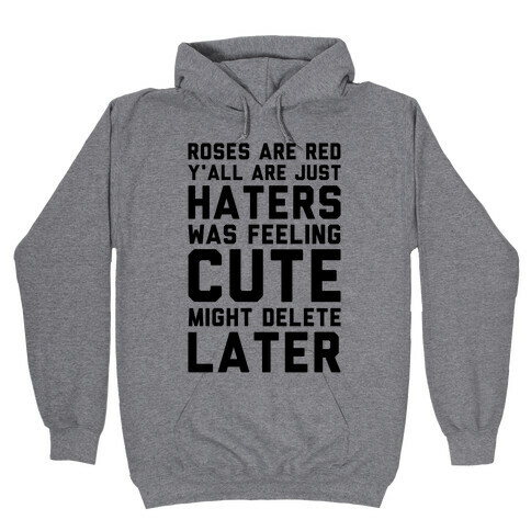 Roses are Red Y'all are Just Haters Was Feeling Cute Might Delete Later Hooded Sweatshirt