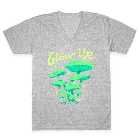 Glow up Bioluminescent Mushrooms V-Neck Tee Shirt