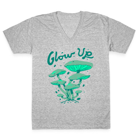 Glow up Bioluminescent Mushrooms V-Neck Tee Shirt