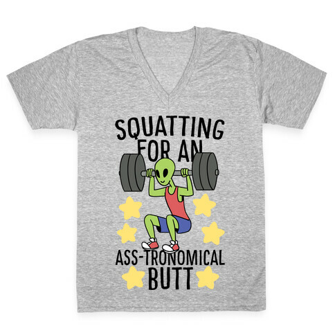 Squatting for an Ass-tronomical Butt V-Neck Tee Shirt