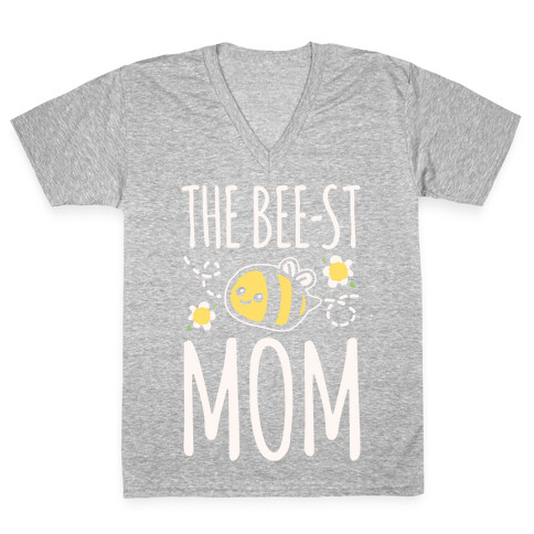 The Bee-st Mom Mother's Day White Print V-Neck Tee Shirt
