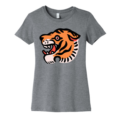 Old School Tiger Tattoo Head Womens T-Shirt