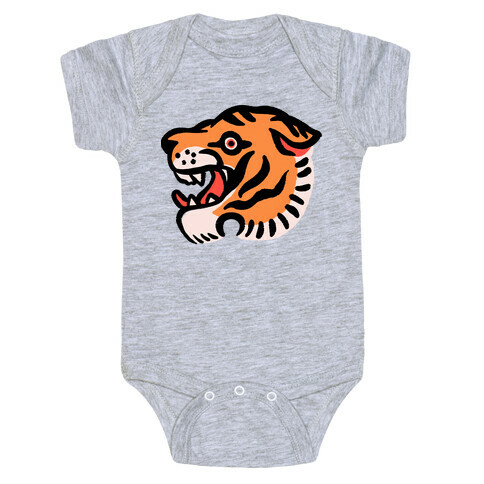 Old School Tiger Tattoo Head Baby One-Piece