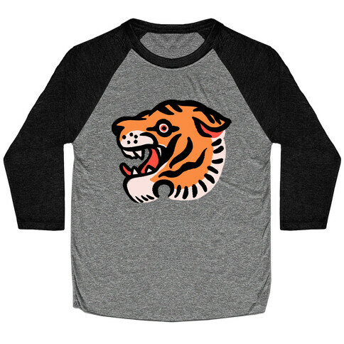 Old School Tiger Tattoo Head Baseball Tee