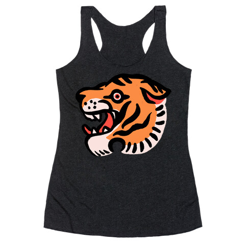 Old School Tiger Tattoo Head Racerback Tank Top