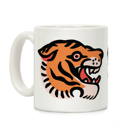 Old School Tiger Tattoo Head Coffee Mug