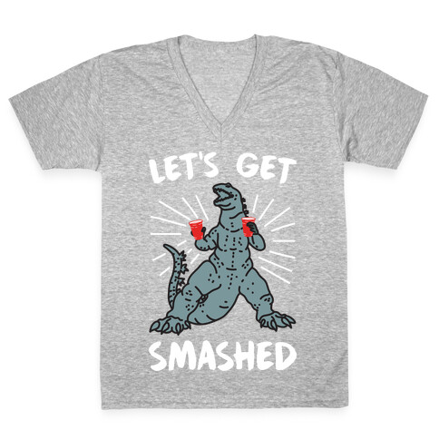 Let's Get Smashed Party Kaiju V-Neck Tee Shirt