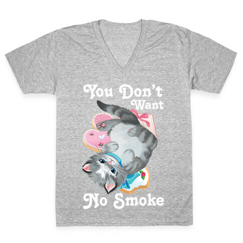 You Don't Want No Smoke Vintage Kitten V-Neck Tee Shirt