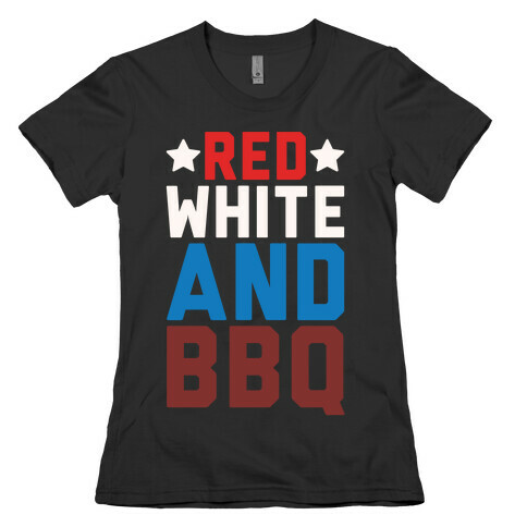 Red White And BBQ White Print Womens T-Shirt