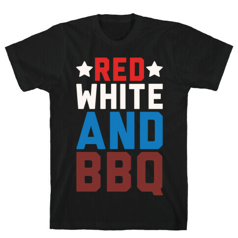 Red White And BBQ White Print T-Shirt