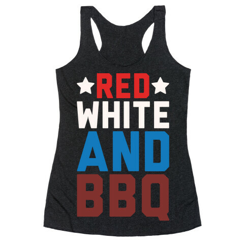 Red White And BBQ White Print Racerback Tank Top